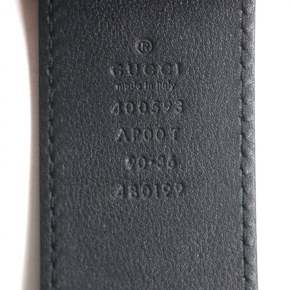 Gucci Double Wide Belt Leather GG Marmont Buckle Black Gold main image 5